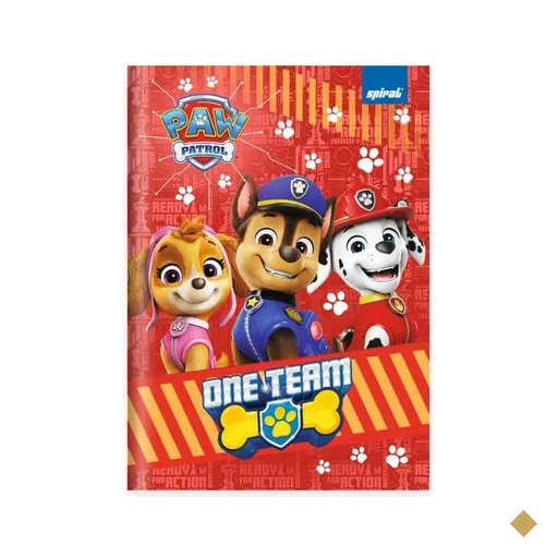Caderno 1/4, Capa dura, costurado, 80 folhas, Patrulha Canina, 2641069, Spiral…