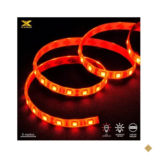 Fita de LED Vermelha VX Gaming Com Controlador, 1 Metro, Molex Plug - Vinik