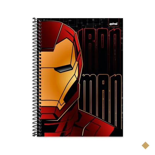 Caderno Universitário Capa Dura, 1 x 1, 80 Folhas, Avengers, Homem de ferro…