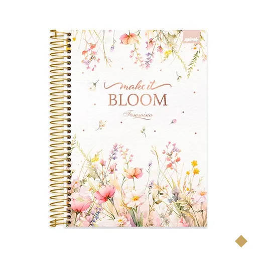 Caderno Universitário, Capa Dura, 10X1, 160 Folhas, Femmina, Make it bloom…