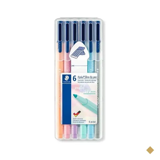 Caneta hidrográfica 6 cores pastel 1,0mm Staedtler - 323 SB6 PA BT 1 KT