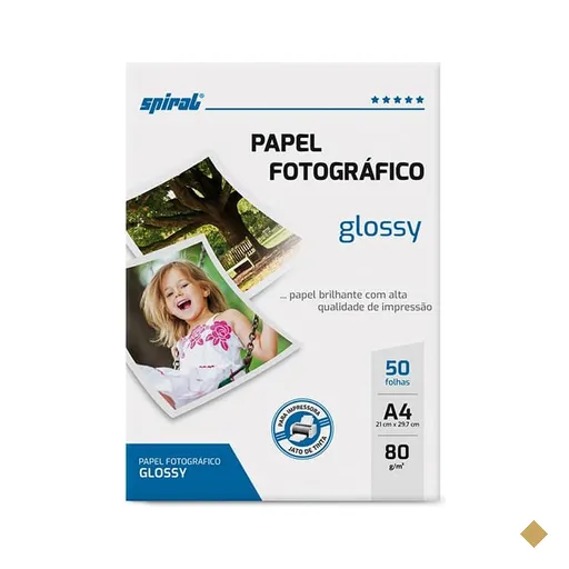 Papel Fotográfico Glossy, A4, 80g, G80-50, Spiral - PT 50 FL
