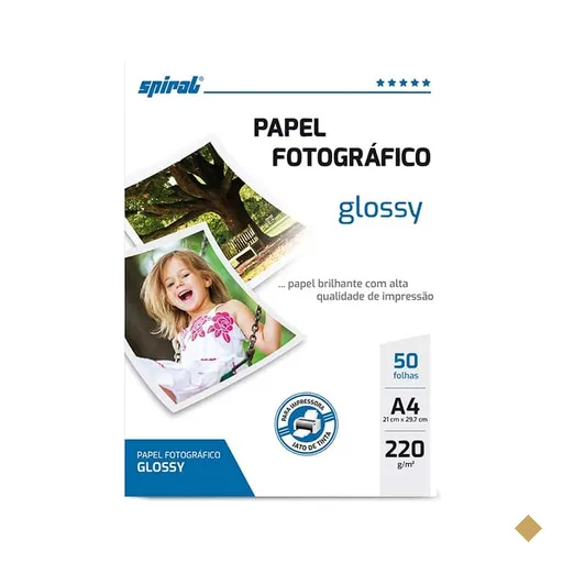 Papel fotográfico A4, 220g, glossy paper, G220-50, Spiral - PT 50 FL