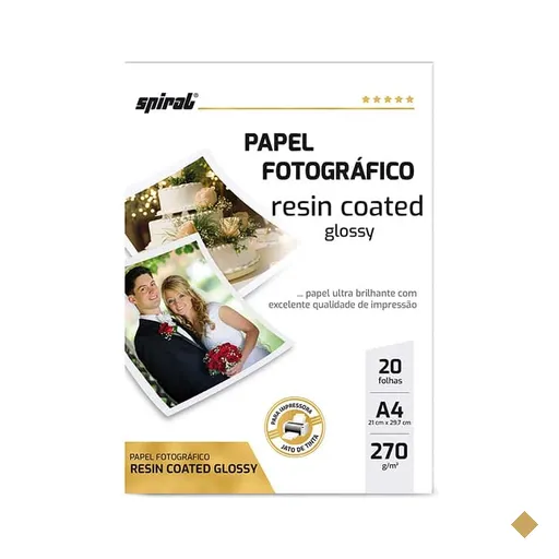 Papel fotográfico A4, 270g, glossy resin coated, G270-20, Spiral - PT 20 FL