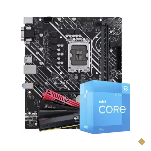 Kit Upgrade - Intel Core i3 12100F + Placa Mãe H610 + 8GB DDR4