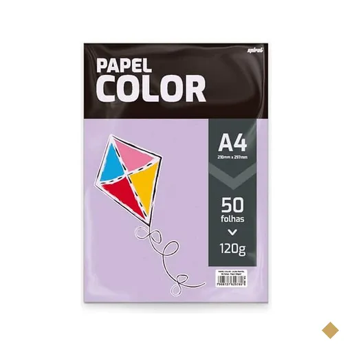 Papel Color 120g A4 210 x 297mm, Lilás, Spiral - PT 50 UN