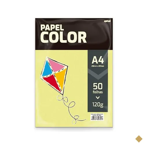 Papel Color 120g A4 210 x 297mm, Amarelo Pastel, Spiral - PT 50 UN
