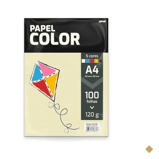 Papel Color 120g A4 210 x 297mm, 5 Cores, 2548853, Spiral - PT 100 UN