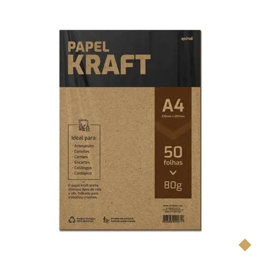 Papel Kraft 80g A4 210x297mm Spiral, 2249971 - PT 50 FL