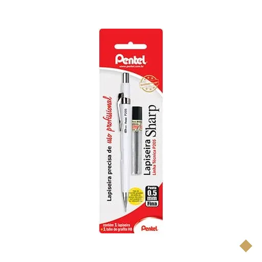 Lapiseira 0.5mm Branca + 1 Tubo de Grafite, SM-P205-WM6 - Pentel BT 1 UN