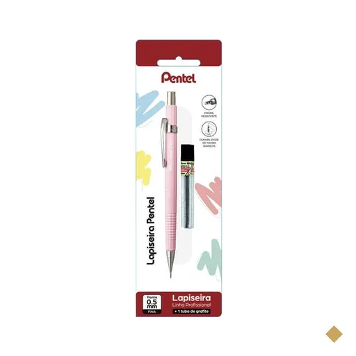 Lapiseira 0.5mm Rosa + 1 Tubo de Grafite, SM/P205-97, Pentel BT 1 UN