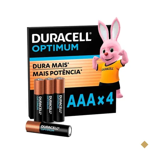 Pilha Alcalina Duracell Palito AAA, Optimum - BT 4 UN