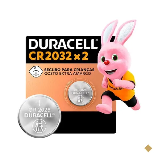Pilha Moeda de Lítio Duracell CR2032 - 3 volts - BT 2 UN