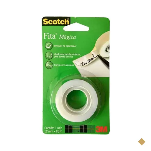 Fita Mágica Scotch Transparente 12mm x 20m, 3M - PT 1 UN