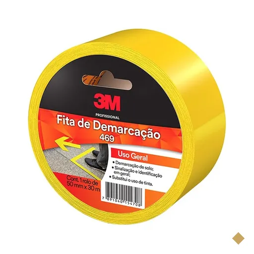 Fita adesiva demarcação solo, 50mm x 30m, Amarela, HB00453184, 3M RL 1 UN