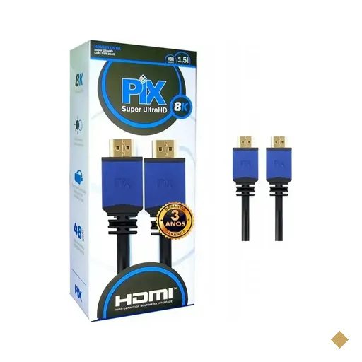 Cabo HDMI 1,5m v2.1 TV 3D/SUPER ULTRA HD 8K 018-2130 - PIX