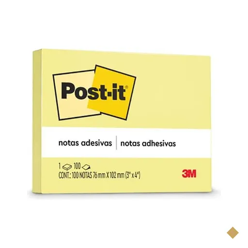 Bloco Adesivo Post-It Amarelo 76mm X 102mm - 100 Folhas - PT 1 UN