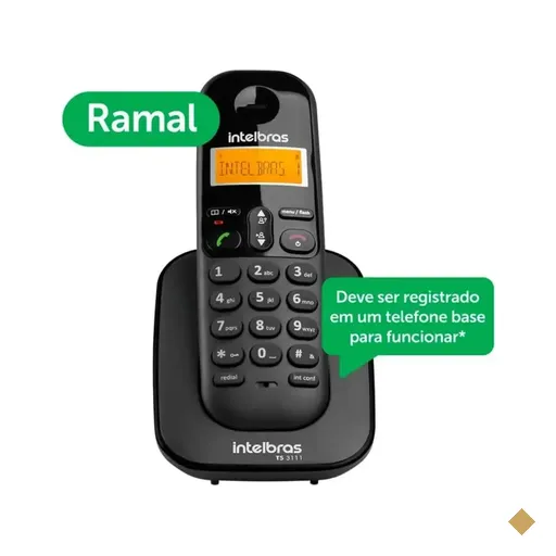 Ramal Para Telefone Intelbras Sem Fio Digital c/ Identificador de Chamadas TS…