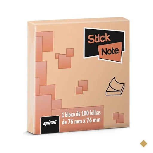 Bloco Adesivo 100 Folhas, Salmão, 76mm X 76mm, Stick Note - PT 1 UN