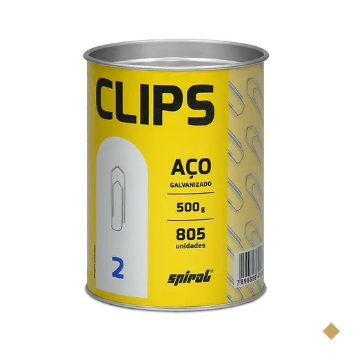 Clips número 2 Galvanizado, Lata 500g, Spiral - PT 1 UN