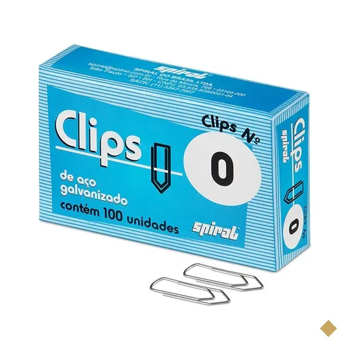 Clips número 0 galvanizado, Caixa com 100 unidades, Spiral - PT 1 UN