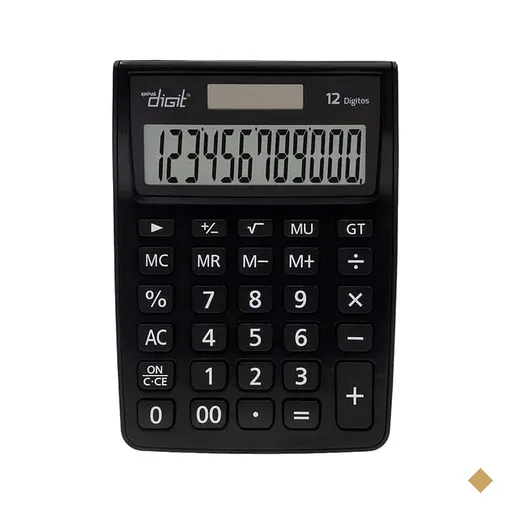 Calculadora de Mesa (Bateria/Energia Solar), 12 dígitos, Preto, 1238, Spiral…