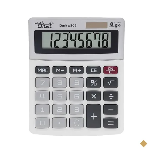 Calculadora de Mesa (Bateria/Energia Solar), 8 dígitos, Cinza, 802, Spiral…