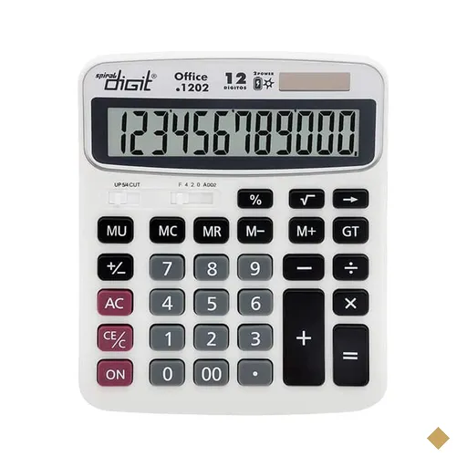 Calculadora de Mesa (Bateria/Energia Solar), 12 dígitos, Branca, 1202, Spiral…