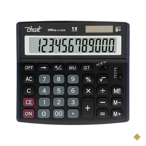 Calculadora de Mesa (Bateria/Energia Solar), 12 dígitos, Preto, 1200S, Spiral…
