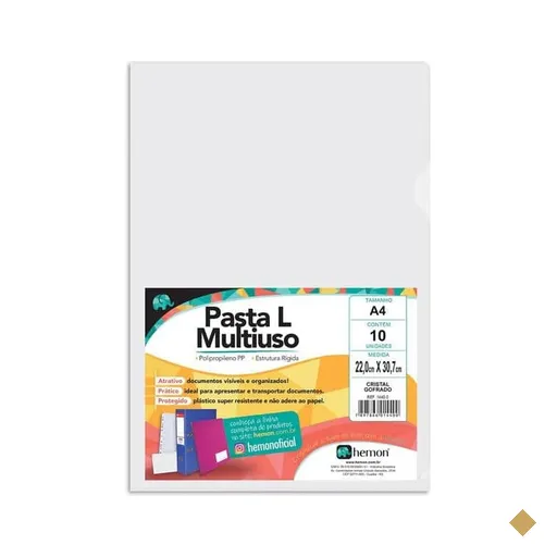 Pasta plástica em L pp 0,12 A4 cristal gofrado 1440 Chies PT 10 UN
