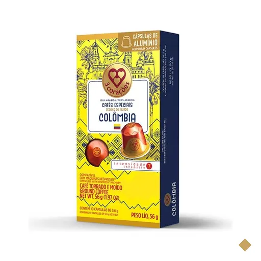 Cápsula de café Compatível com Nespresso, Colombia, 3 Corações - CX 10 UN