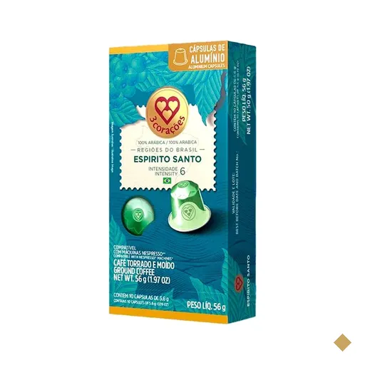 Cápsula de café Compatível com Nespresso, Espiríto Santo, 3 Corações - CX…