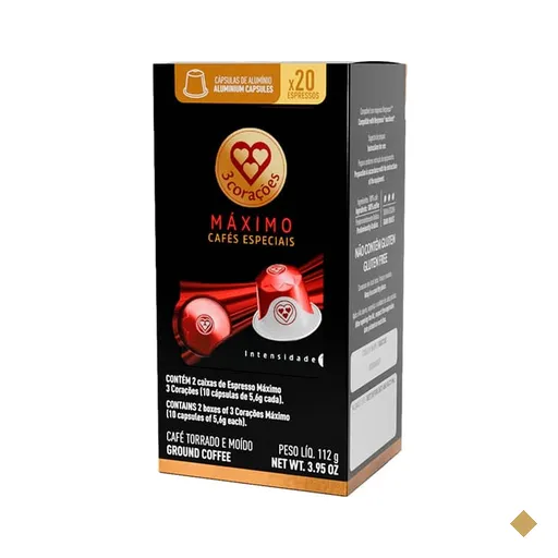 Cápsula de café Compatível com Nespresso, Máximo, 3 Corações - CX 20 UN