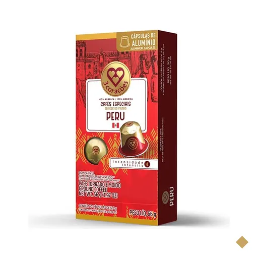 Cápsula de café Compatível com Nespresso, Peru, 3 Corações - CX 10 UN