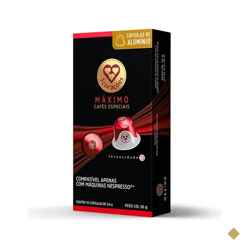 Cápsula de café Compatível com Nespresso, Máximo, 3 Corações - CX 10 UN