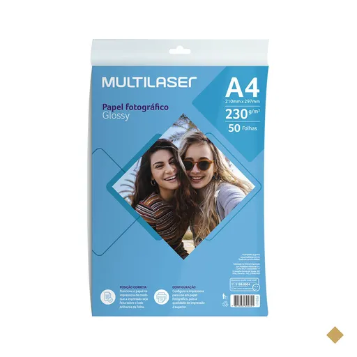 Papel Fotográfico Glossy A4 230g com 50 Folhas - PE041OUT [Reembalado]
