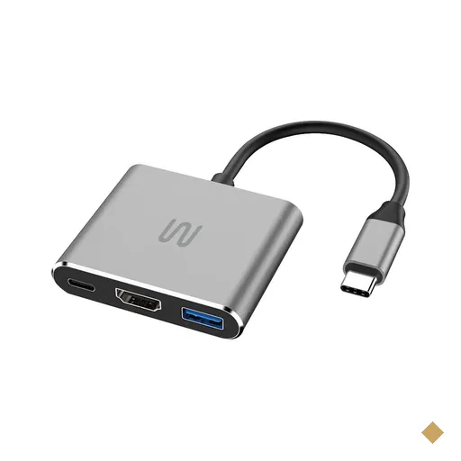 HUB Dock USB Tipo-C 3 em 1 com HDMI e USB 3.0, Power Delivery 100W - AC446