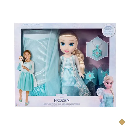 Boneca Disney Frozen Elsa Kit Com Fantasia Sapatos e Acessórios Tam. Único…