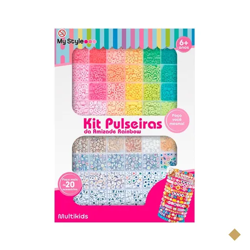 Kit Pulseiras da Amizade Arco-iris My Style Tamanho G Multikids - BR2316