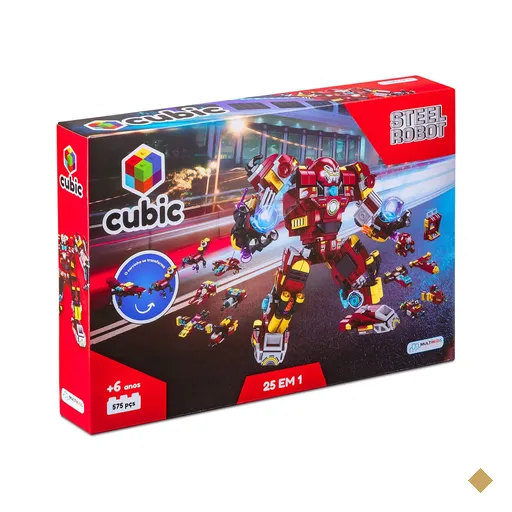 Blocos de Montar Cubic 25 em 1 Steel Robot 575 Peças Multikids - BR1617OUT…