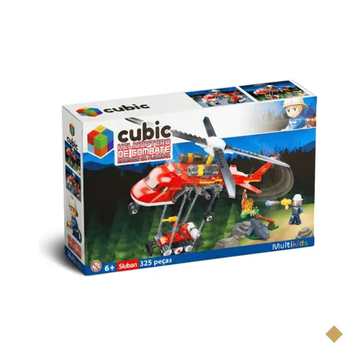 Blocos de Construção Cubic Jr Helicóptero de Bombeiro Multikids - BR2307
