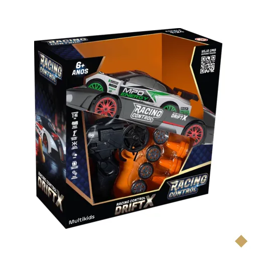 Carro de Corrida de Controle Remoto DriftX Branco Multikids - BR2418