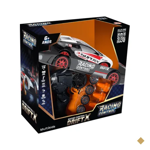 Carrinho de Corrida de Controle Remoto Drift x Vermelho e Preto Multikids -…