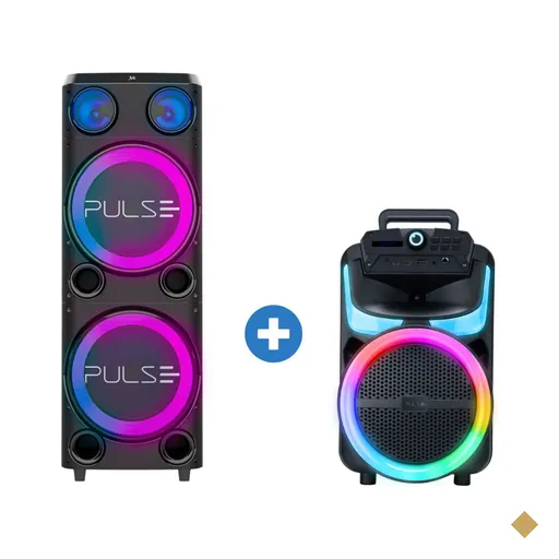 Caixa de Som Torre 12 Pol 2300W + Caixa de Som Pulse Burst 250W 8Pol. Bluetooth…