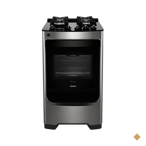 Fogão Consul 4 Bocas Inox com Mesa de Vidro e Grade de Ferro Fundido - CFO4VAR