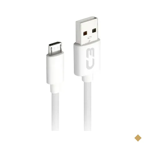 Cabo Conversor Micro USB (M) x USB Tipo-A (M) 1m Branco - C3Plus