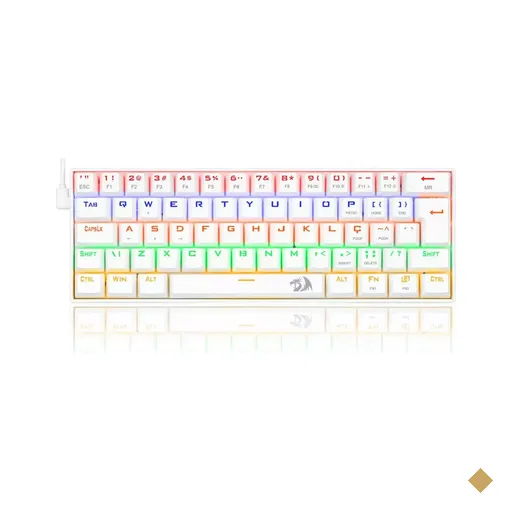 Teclado Mecânico Redragon Lakshmi Lunar White LED Rainbow com Switch Red ABNT2
