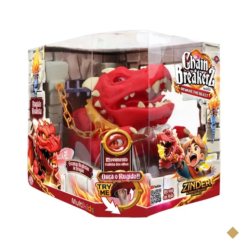 Brinquedo Fantoche de Plastico Dragão Zinder com Som e Animação Vermelho…