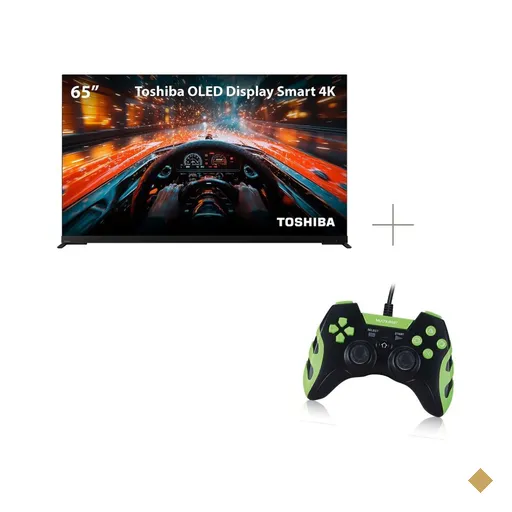 Kit Smart TV OLED 65 4K Google TV Toshiba + Controle Gamer PS3/PC USB Multilaser