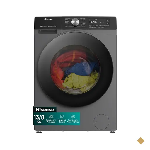 Lava e Seca 13Kg Hisense Titanium com 13 Programas de Lavagem, Steam, Wi-Fi -…